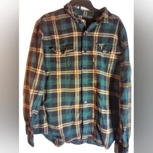 American Eagle Plaid Boys Cotton Button Up Shirt Size XXL Classic Fit School